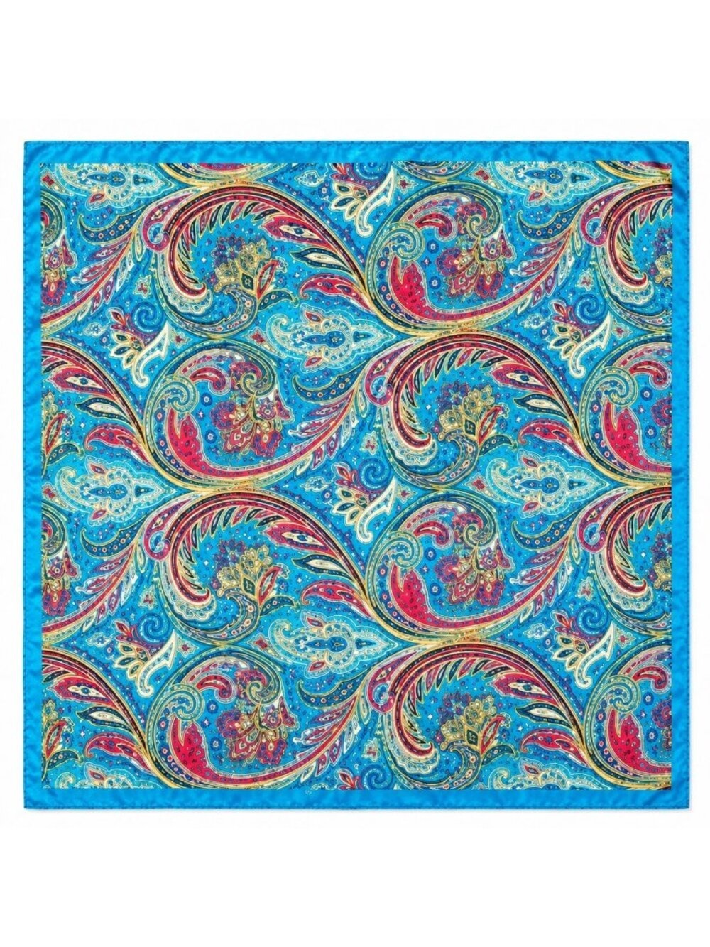 Turquoise Multicolor Paisley Wild Rag Scarf 35x35 Satin Western Cowgirl Cowboy